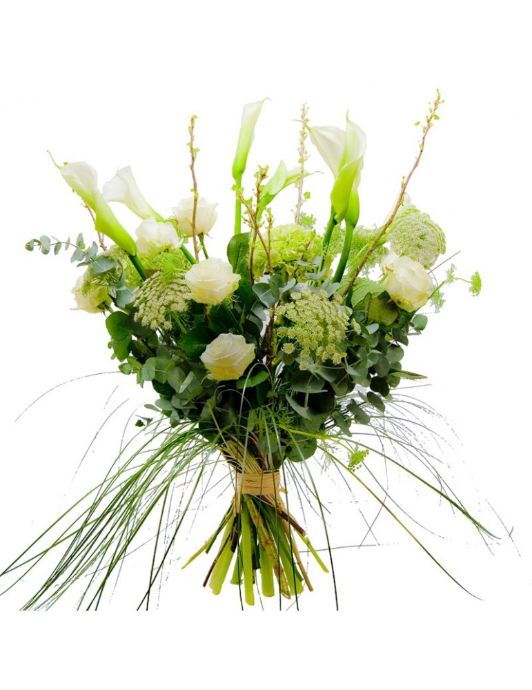 grand bouquet blanc longues tiges callas roses