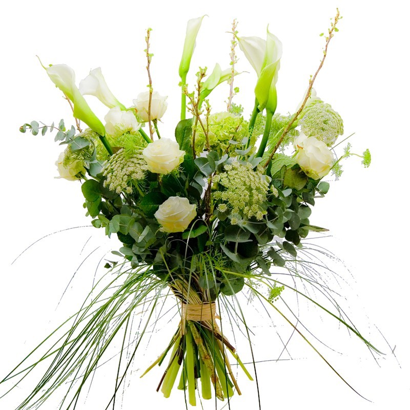 grand bouquet blanc longues tiges callas roses