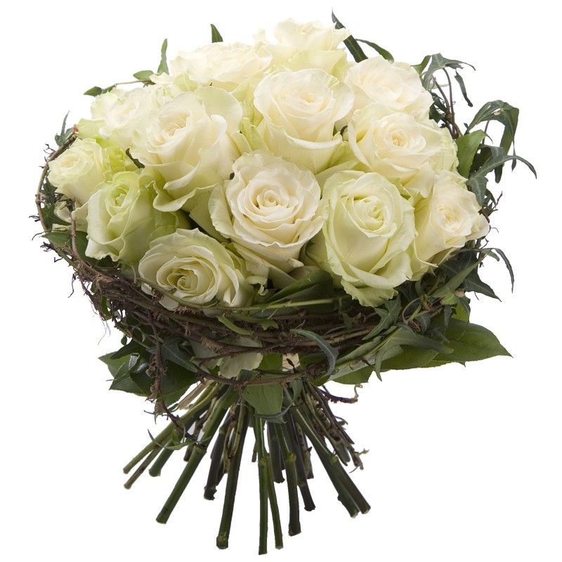 magnifique grand bouquet de roses blanches