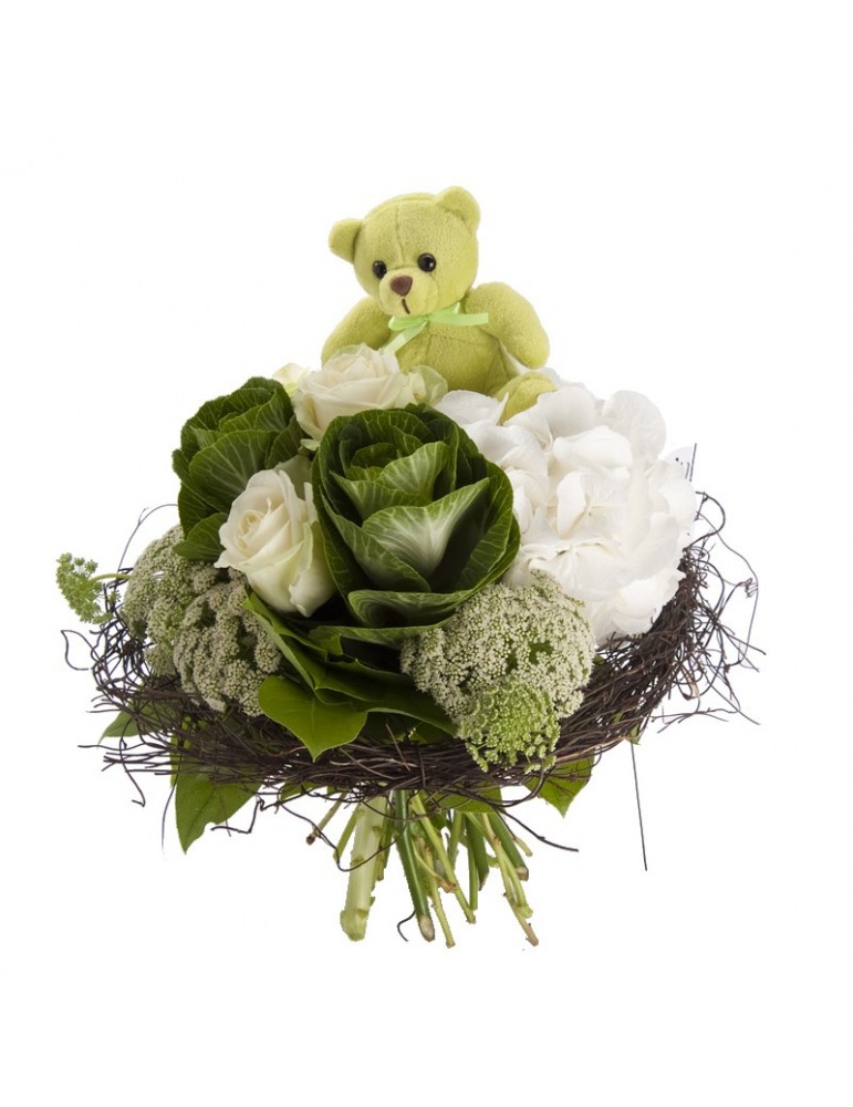 Bouquet naissance - Peluche et choux
