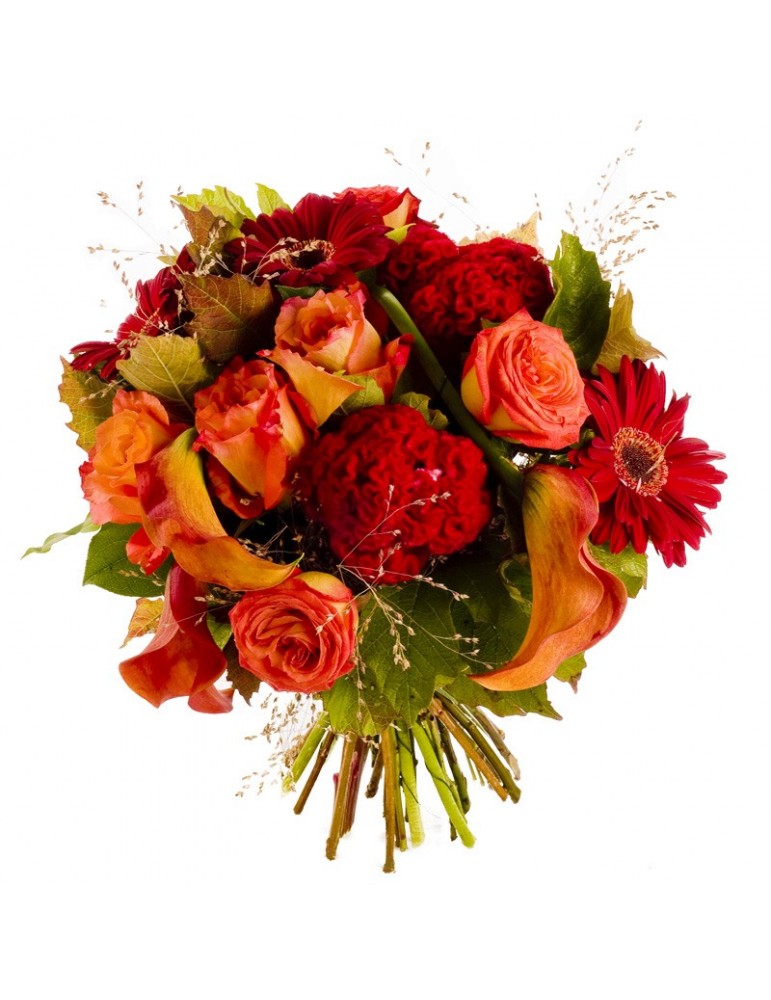 Bouquet rond couleur automne fleurs rares