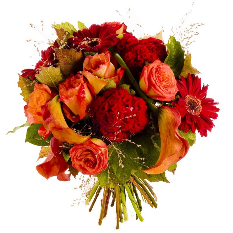 Bouquet rond couleur automne fleurs rares