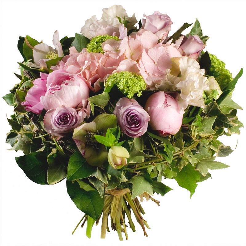 Bouquet de fleurs couleurs pastels roses pivoines