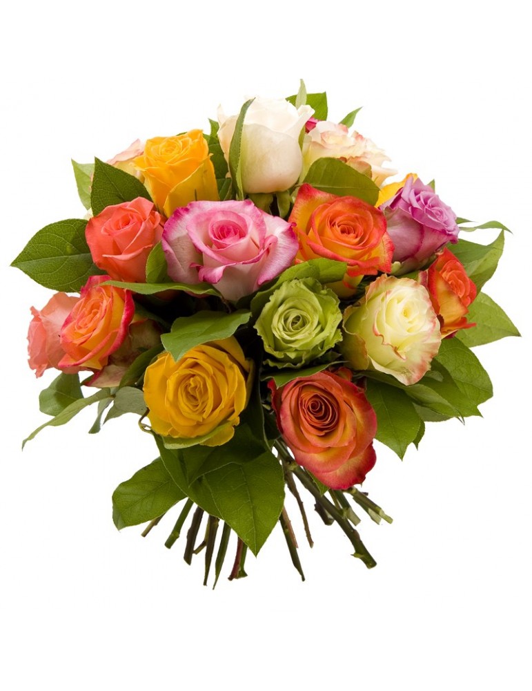 bouquet rond de roses équateur multicolores