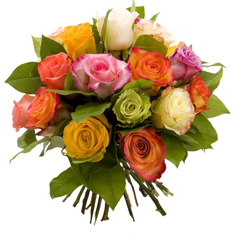 bouquet rond de roses équateur multicolores