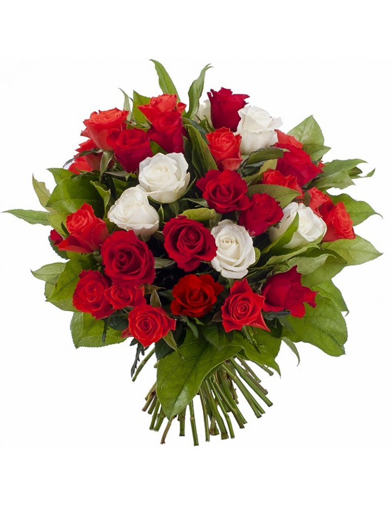 Bouquet de roses rouges et blanches