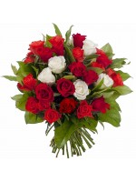 Bouquet de roses rouges et blanches