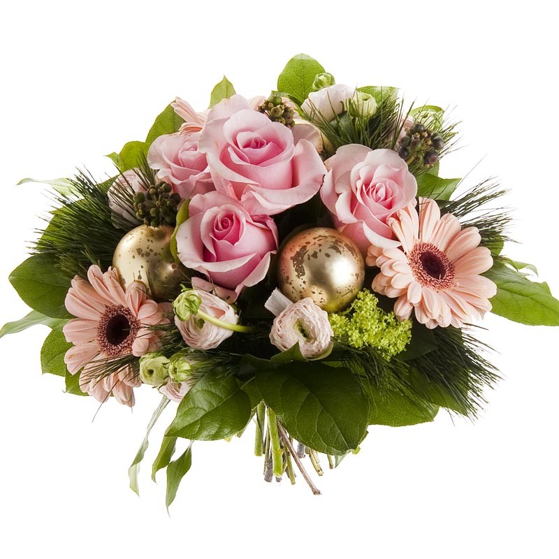 Bouquet de fleurs roses accessoires Fêtes de fin d'Année