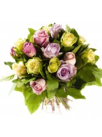 bouquet de roses gros bouton couleurs panachées