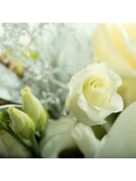 Détail rose blanche et lisianthus