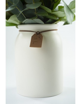 Vase-pot en céramique blanche