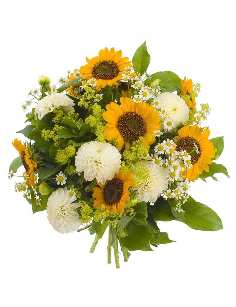 Bouquet de fleurs tournesols et dahlias