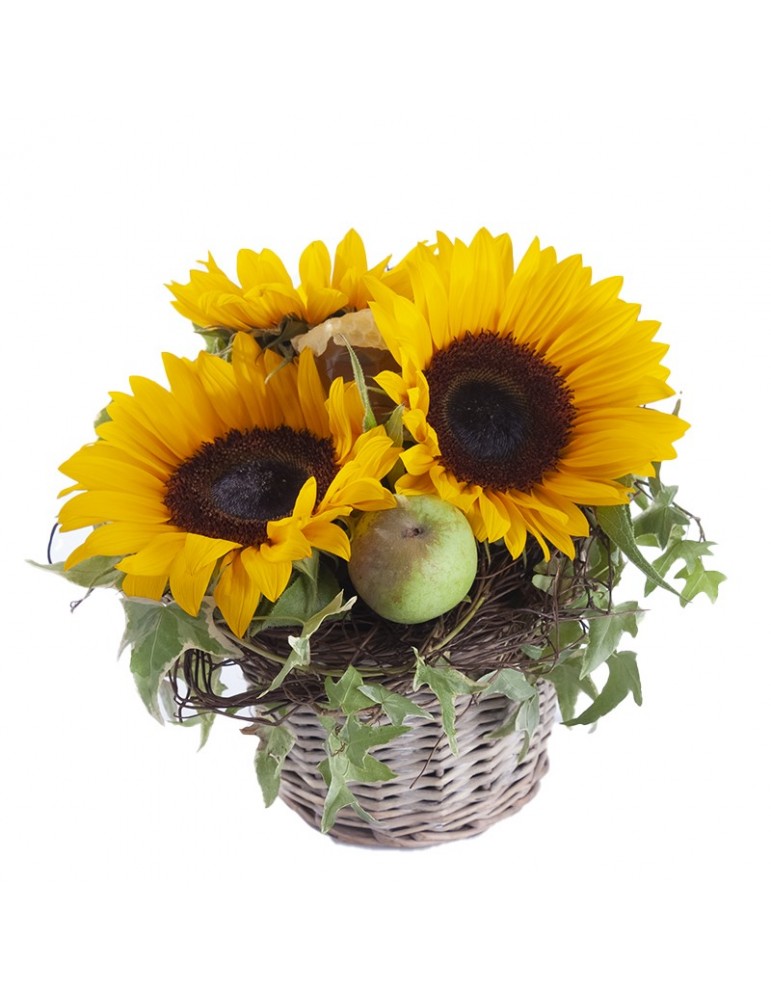 Composition piquée tournesols miel et pommes Composition piquée tournesols miel et pommes
